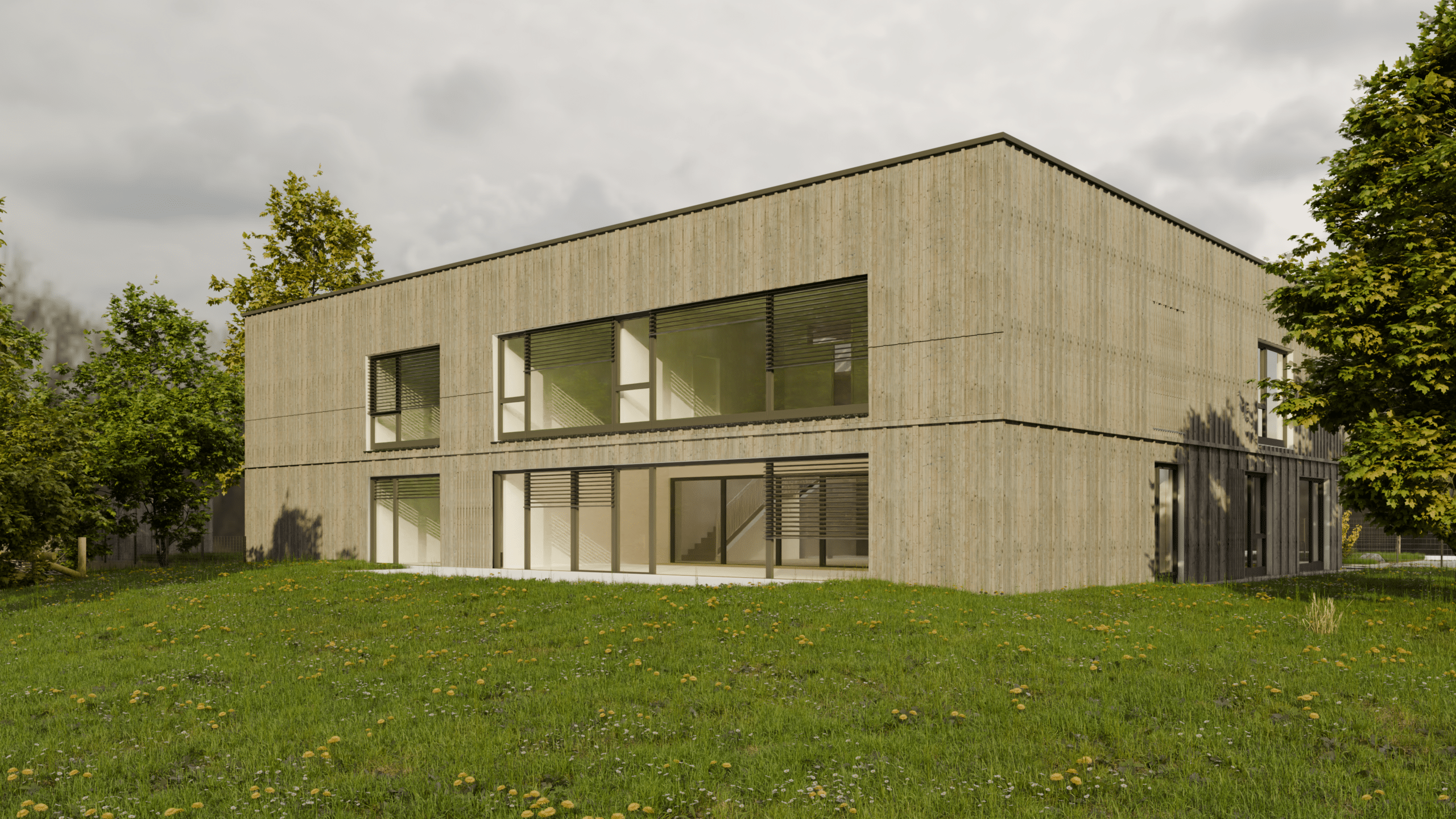 Kindergarten St. Katharina Markt Bechhofen, Ansicht Süd, Visualisierung – QNG-PLUS und DGNB